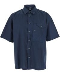 C.P. Company - Shirt With Classic Collar And Logo Lettering Embroidery On The Front - Lyst