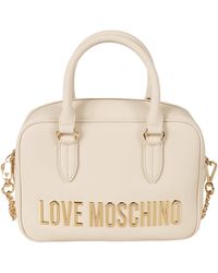 Love Moschino - Round Top Handle Logo Embossed Shoulder Bag - Lyst