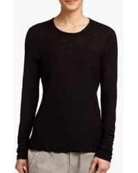 James Perse - T-Shirt Manches Longues Col Rond Noir T-Shirts And Polos - Lyst