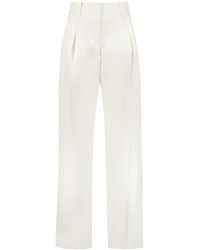 Ferragamo - Silk And Linen Trousers - Lyst