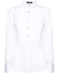 Dolce & Gabbana - Cotton Poplin Shirt With Pique Plastron - Lyst