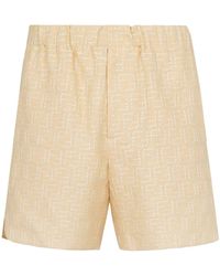 Fendi - Jacquard Linen And Cotton Bermuda Shorts With All-Over Ff Motif - Lyst