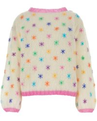 Rose Carmine - Embroidered Stretch Mohair Blend Sweater - Lyst
