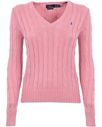 Polo Ralph Lauren - Cable Knit Sweater With V-Neck - Lyst