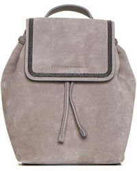 Brunello Cucinelli - Suede And Leather Backpack - Lyst