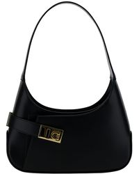 Ferragamo - Black Hobo Shoulder Bag With Asymmetric Pocket And Gancini Buckle In Leather Woman - Lyst