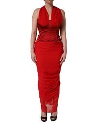 Dolce & Gabbana - Halter Corset Sleeveless Sheath Dress Nylon Acetate Elastane - Lyst