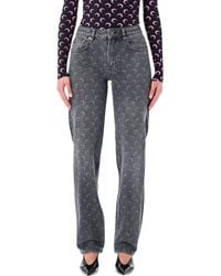 Marine Serre - Moon Laser Grey Wash Straight Denim Jeans - Lyst