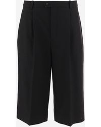Saint Laurent - Cropped Wool Trousers With Pleats - Lyst