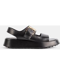 Tod's - Nappa Leather Double-Strap Sandal With Thick Sole - Lyst