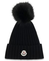 Moncler - Wool Hat With Pon Fleece Ovis Aries E Hairbands - Lyst