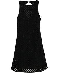 Twin Set - Net Dress With Beads And Rhinestones - Lyst
