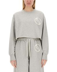 Stella McCartney - Cropped Sweatshirt With Subtle Logo - Lyst