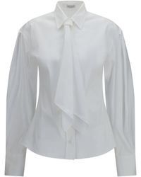 Brunello Cucinelli - Cotton Blend Shirt With Tie Cotton; Polyamide; Elastane - Lyst