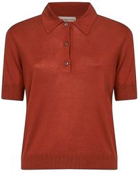Blanca Vita - Silk Knit Short-Sleeved Polo Shirt - Lyst