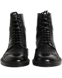 Dolce & Gabbana - Leather Lace Up Mid Calf Boots Shoes - Lyst