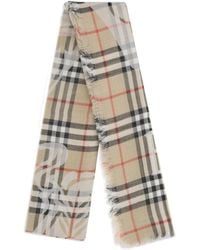 Burberry - Wide Wool And Silk Check Scarf With Ekd - Lyst