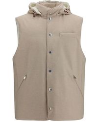 Brunello Cucinelli - Beige Wool Oves Aries Sleeveless Jacket - Lyst