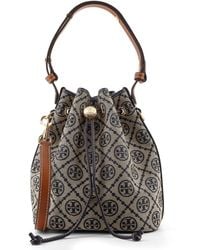 Tory Burch - T Monogram Jacquard Fabric Bucket Bag - Lyst