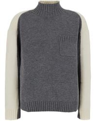 Semicouture - Winnie Two-Tone Cashmere Blend Sweater Wool Tops - Lyst