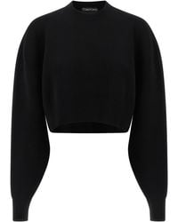 Tom Ford - Cropped Sweatshirt With Balloon Sleeves - Lyst