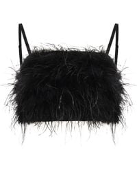 Pinko - Top With Feather Detail Polyester Tops - Lyst