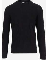 Karl Lagerfeld - Cotton Sweatshirt With All-Over Logo - Lyst