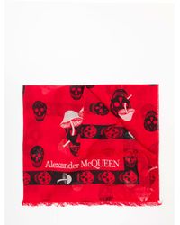 Alexander McQueen - Scarf With Skull And Mushroom Print All-Over In - Lyst