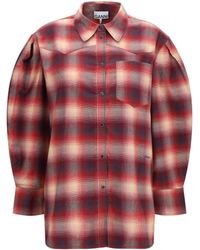 Ganni - Cotton Flannel Check Shirt - Lyst