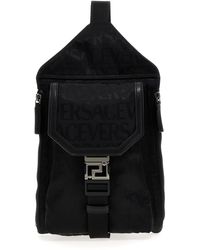 Versace - Technical Fabric Backpack With Logo - Lyst