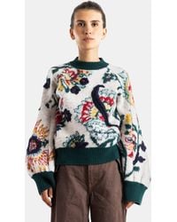 Sacai - Pull En Maille Floral Jacquard Knit Pullover Ivoire Sweater - Lyst