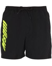 MSGM - Logo Print Bermuda Polyamide Swim Shorts - Lyst