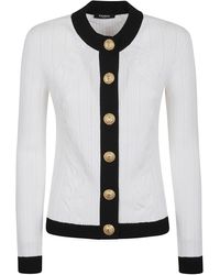 Balmain - Ls Buttoned Torsade Knit Cardigan - Lyst