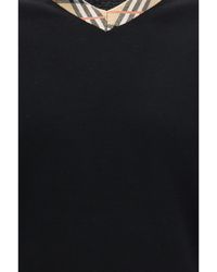 Burberry - Wool Sweater Check Trim Merino - Lyst