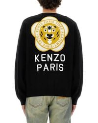 KENZO - Cardigan With Embroidered Tiger Academy Wool Sweatshirts - Lyst