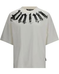 Palm Angels - Off- Big Neck Logo T-Shirt With Distressed Detailing - Lyst