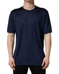 Dolce & Gabbana - Dark Blue Silk Short Sleeve Crewneck T - Lyst
