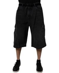Dolce & Gabbana - Mid Waist Denim Cargo Bermuda Shorts Cotton - Lyst