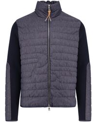 Moncler - Stretch Cotton Cardigan With Padding On Thefront - Lyst