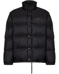 Prada - Re-Nylon Down Jacket With Detachable Sleeves Recycled Polyamide Padded - Lyst