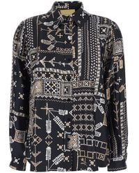 Momoní - Shirt With All-Over Print And Pointed Collar - Lyst