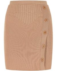 ANDREADAMO - Biscuit Stretch Viscose Blend Mini Skirt - Lyst