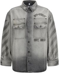 Off-White c/o Virgil Abloh - Diag Military Overshirt Denim Cotton Shirt - Lyst