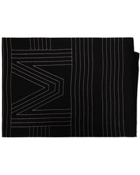 Striped monogram silk scarf black – Totême