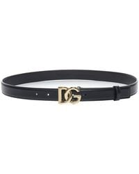 Dolce & Gabbana - Calfskin Belt With Dg Logo - Lyst