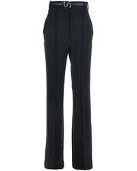 Sportmax - Pants With Belt And Metallic Buckle Viscose Trousers - Lyst