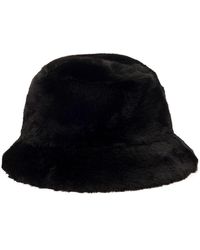 Stand Studio - 'vera' Black Hat With Low Brim In Faux Fur Woman - Lyst