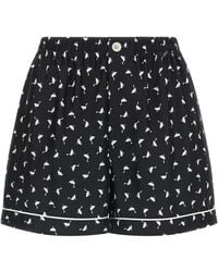 Moschino - Printed Silk Twill Shorts - Lyst