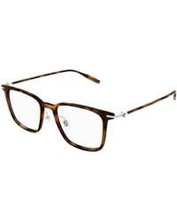 Montblanc - Eyeglasses Square Full Rim, Havana Frame And Clear Demo Lens Mb0354O004 - Lyst