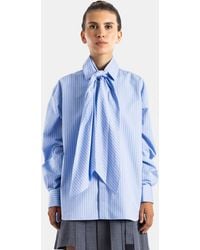 Sacai - Chemise Poplin Shirt Rayée Bleu Clair Avec Cravate - Lyst